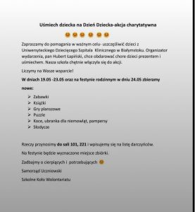Usmiech dziecka na Dzień Dziecka-akcja charytatywna