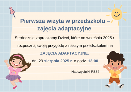 Zaproszenie na zajęcia adaptacyjne