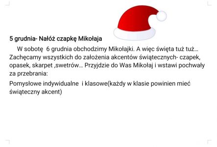 5 grudnia – nałóż czapkę Mikołaja