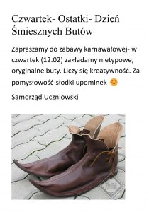 Czwartek-Ostatki-Dzień Śmiesznych Butów