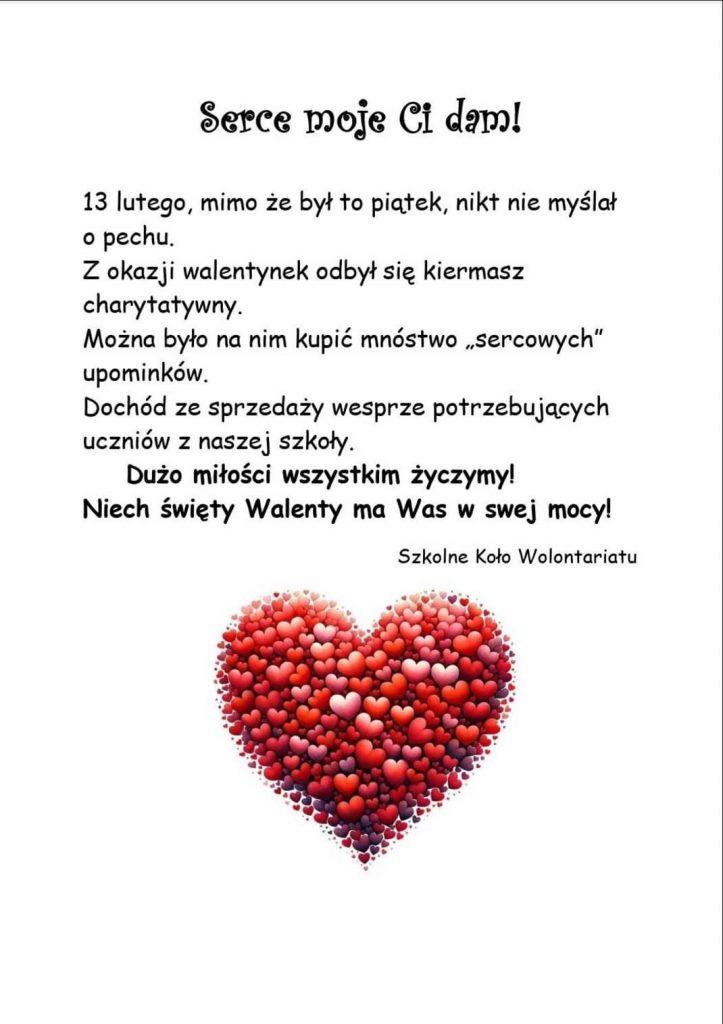 Informacja o walentynkach w szkole