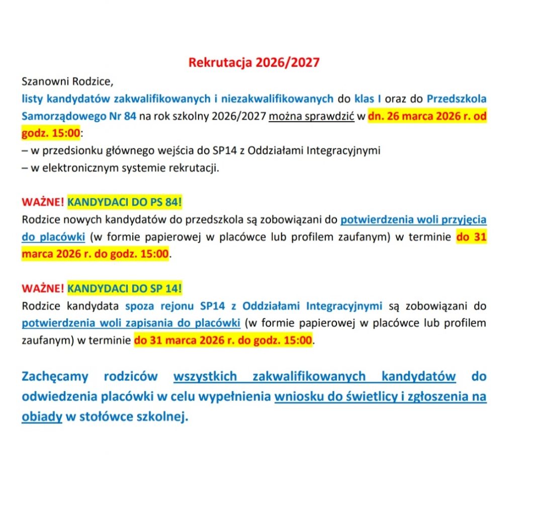 Informacje dotyczące rekrutacji