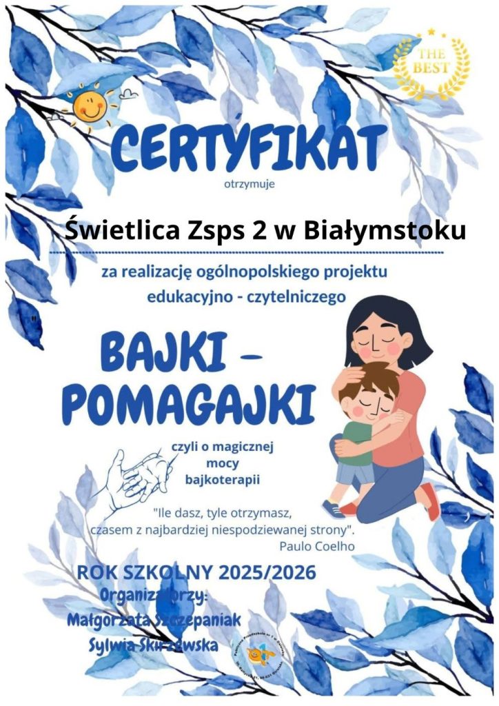 certyfikat z projektu