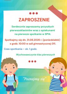 Zaproszenie na pierwsze spotkanie w szkole